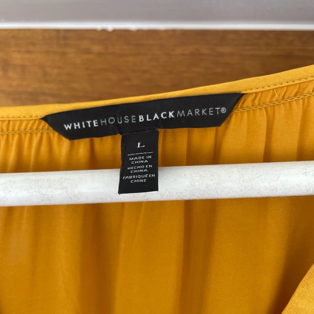 White House Black Market Silk Vintage Gold Blouse Size Large - Picture 2 of 6